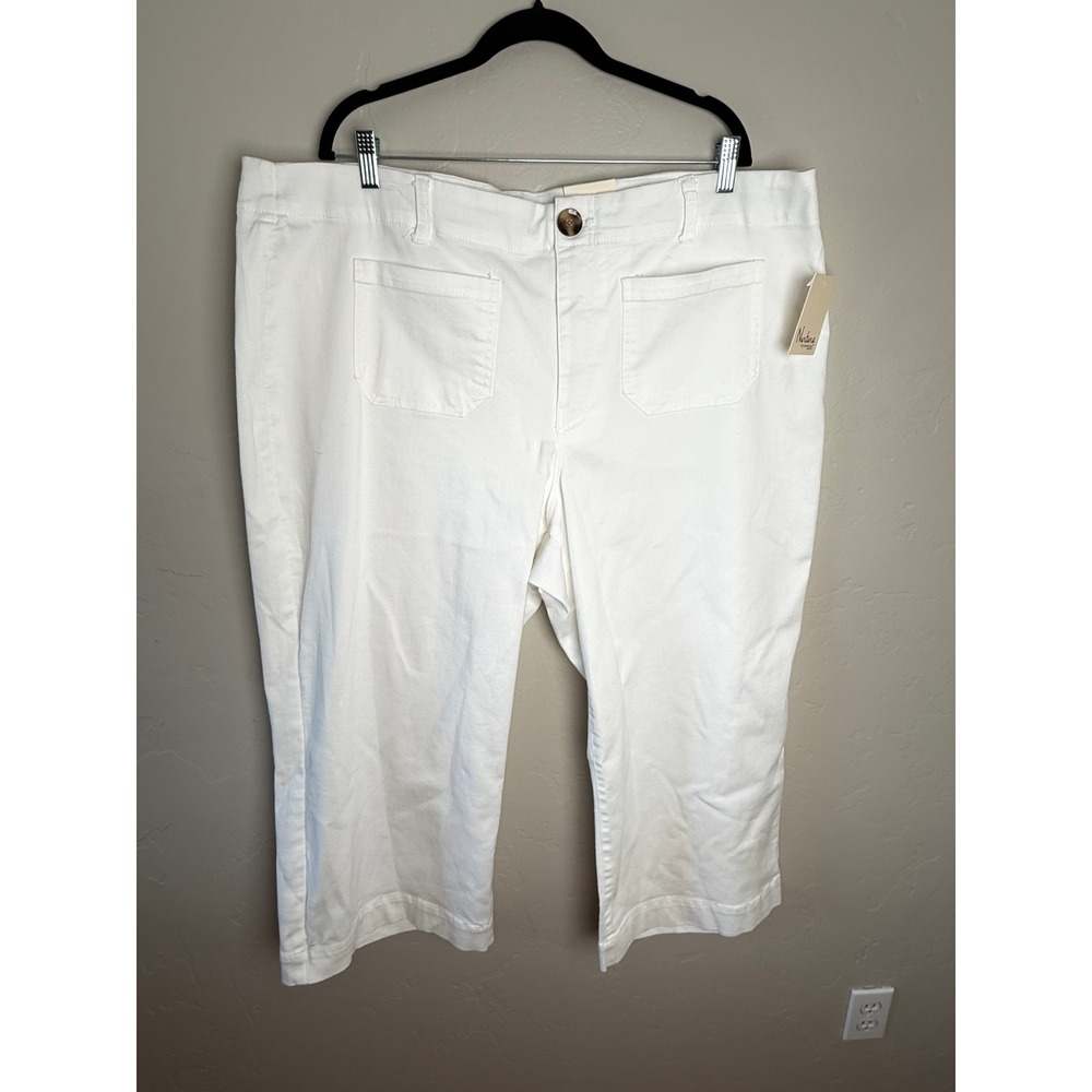NWT Nurture by Westbound Plus Size White Patch Pocket Wide Leg Cropped Pants 24W